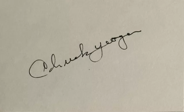GENERAL CHUCK YEAGER Signed 3x5 Index Card..Pilot WW2 FIGHTER ACE…(d.2020) COA