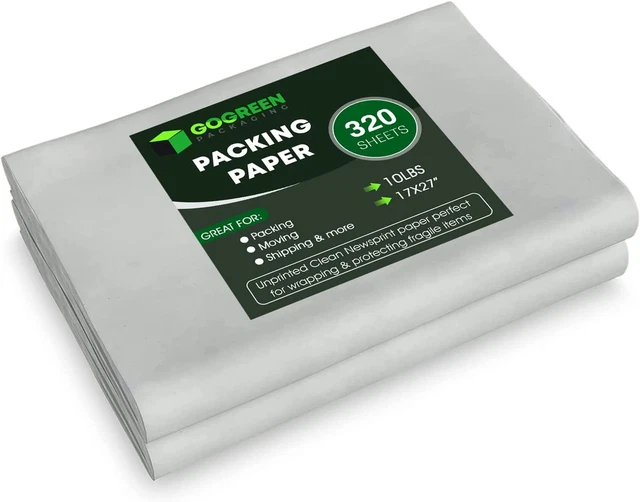 Packing Paper for Moving - 320 Newsprint Paper Sheets -10Lb - 17" X 27" Moving S
