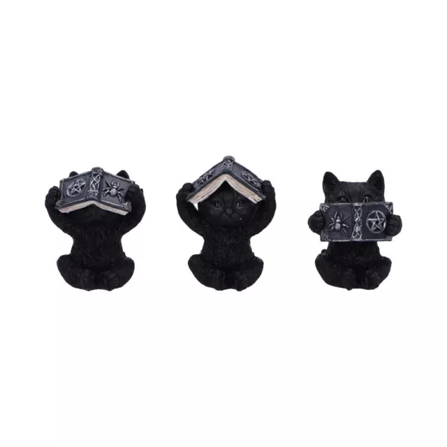 Three Wise Spell Cats Figurines Nemesis Now Black Witch Kitties Gothic Cute Gift