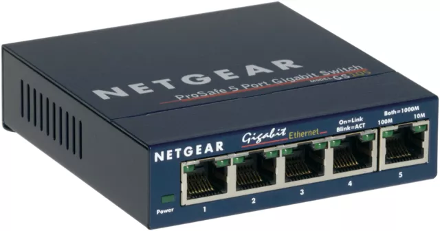 Netgear ProSAFE GS105, 5-Port ungemanaged Gigabit Ethernet Netzwerk Switch, Blau