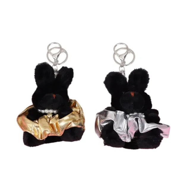 Plush Stuffed Keychain Pearls Love Heart Bunnys Soft Pendant Keyring for Decor