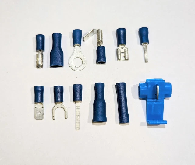 100Pc Assorted Spade Terminals Crimp Electrical Wire Connector In Case New UK