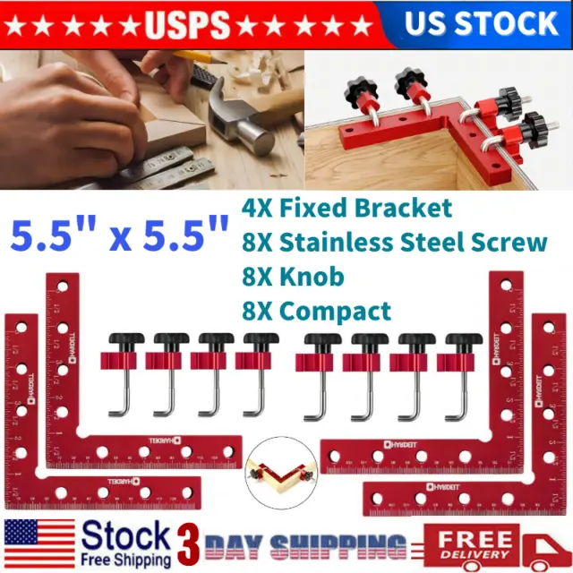 5.5"x5.5" Positioning Square Right Angle Clamps 90 Degree Corner Woodworking Kit