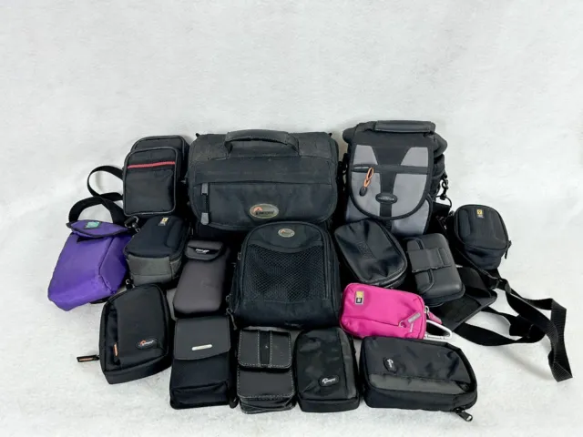 Camera Bag Carrying Case Lot of 16 Cases Bags Cam Accessory Lot
