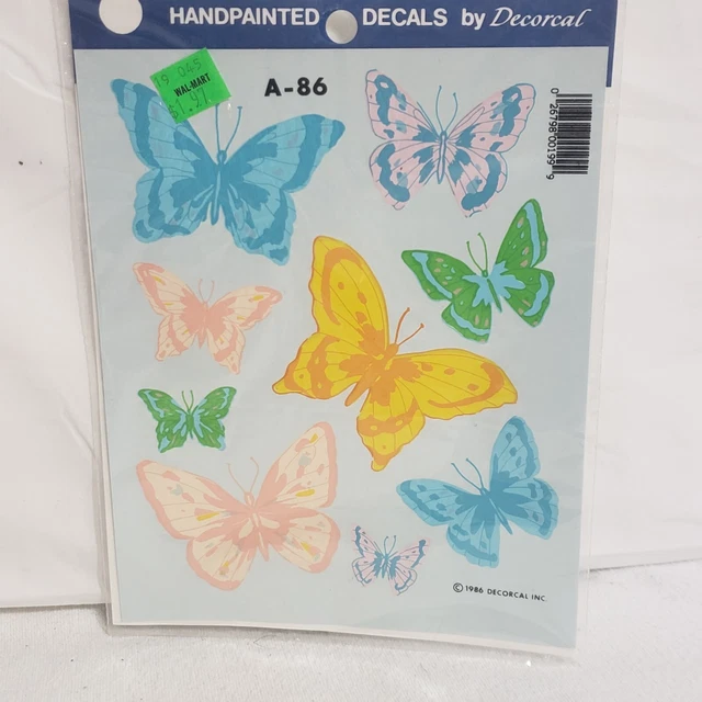 Calcomanías de mariposa decorativas pintadas a mano 1986 vintage A-86
