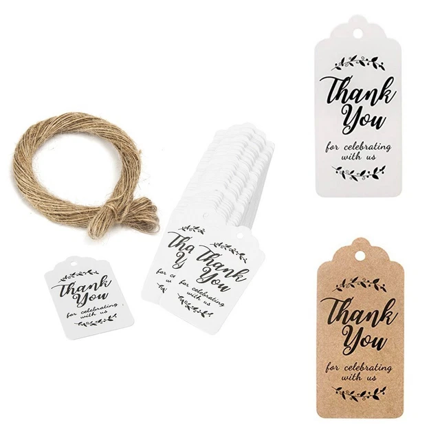 100 PIEZAS etiquetas de regalo Kraft con mensaje de agradecimiento ideales para bodas y fiestas