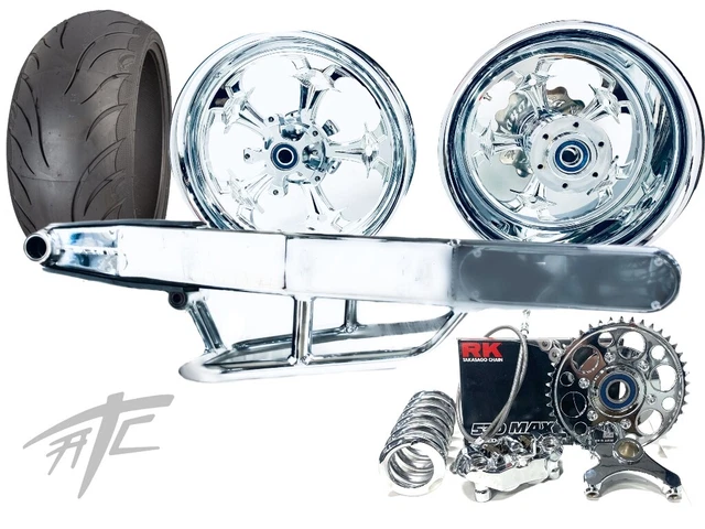 240 Fat Tire Kit Chrome Street Fighter Wheels Chrome Arm 09-20 Suzuki Gsxr 1000