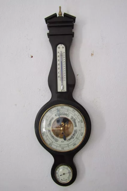 Antigua estación meteorológica alemana con Higrometro termometro y barometro