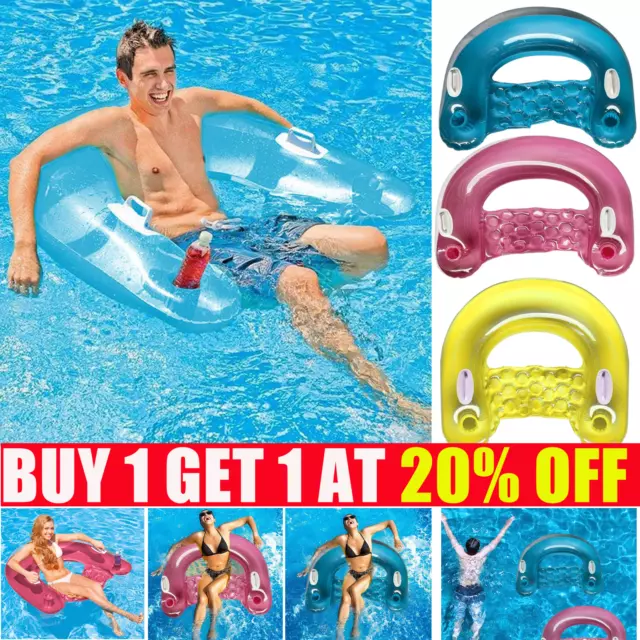 Inflatable Floating Hammock Float Chair Swimming Pool Water Mat Swim Toys NEW