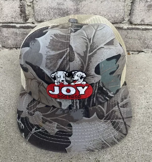VINTAGE 1980s JOY DOG FOOD K-PRODUCTS USA PATCH MESH TRUCKER SNAPBACK HAT