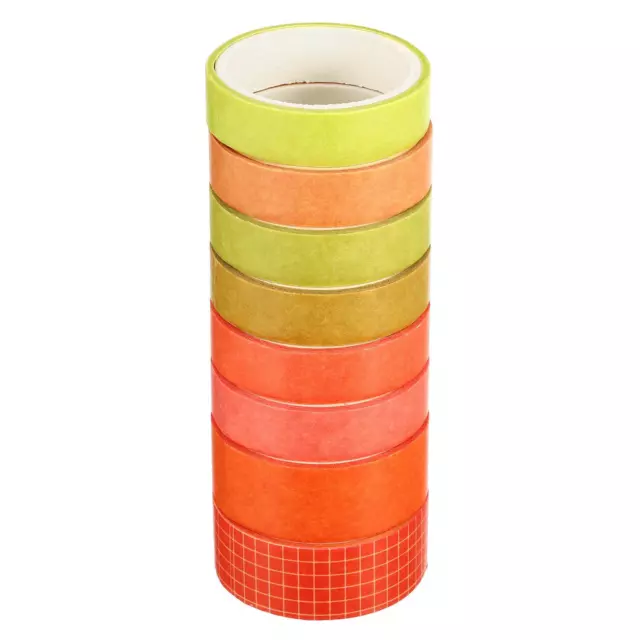 8pcs Washi Tape Set 10mm 15mm 3.0m Decorative Masking Sticker (Yellow)