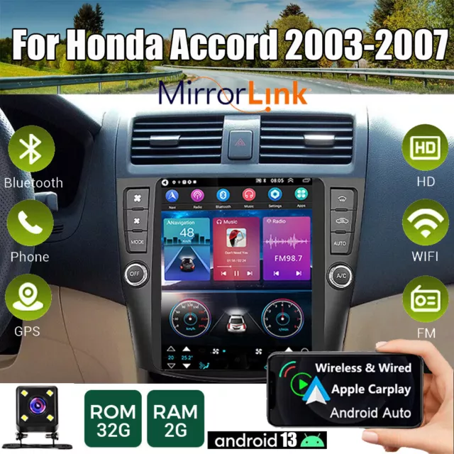 9.7" Android 13 Apple Carplay Car Stereo Gps Radio For Honda Accord 2003-2007