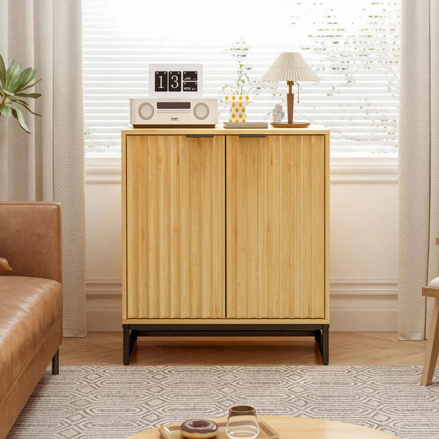 Bamboo 2 door cabinet; Buffet Sideboard Storage Cabinet; Server Console Table;