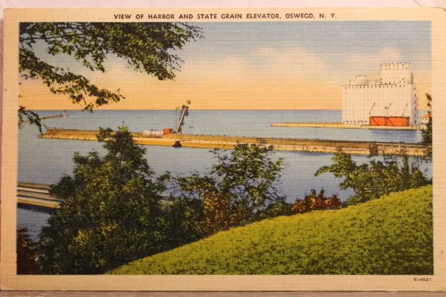 New York NY Oswego Harbor State Grain Elevator Postcard Old Vintage Card View PC