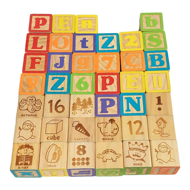 MAXIM DELUXE WOOD Extra Large ABC Blocks Engraved Alphabet Letters