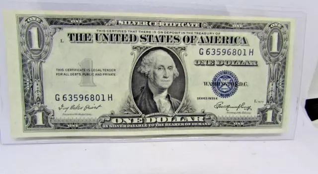 Silver Certificate Dollar Bill Series 1935 E Blue Seal Old Money