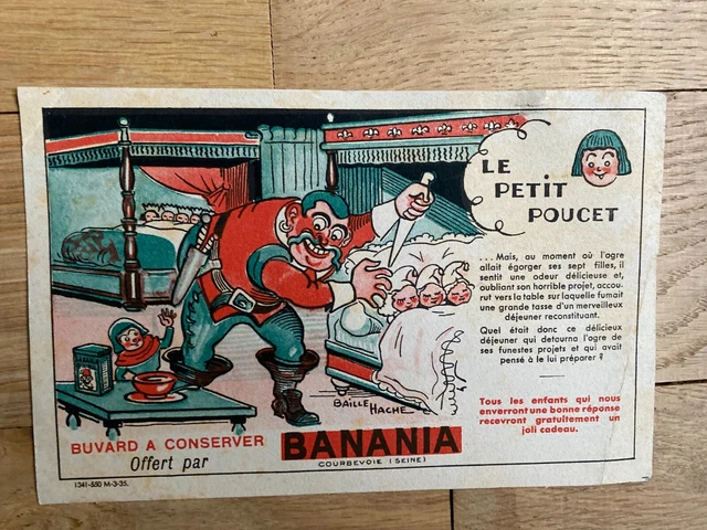 Buvard enfant de Ch Perrault dessin baille petit poucet BANANIA TTB circa 1950