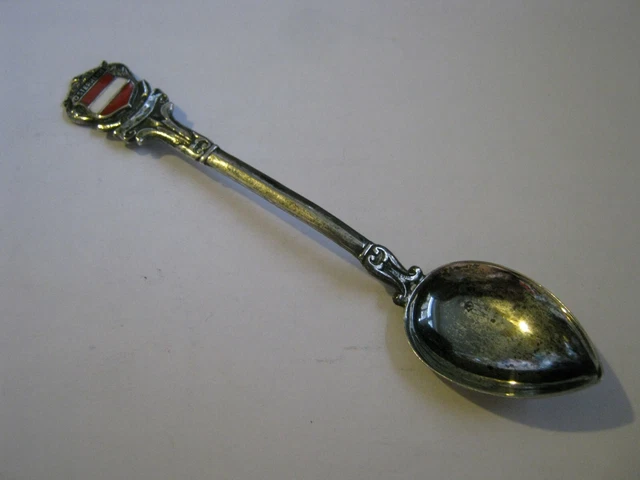 OSTERREICH Austria Banner of Arms 4.5" Souvenier Spoon 900 2BirdW Mark by "H&S"