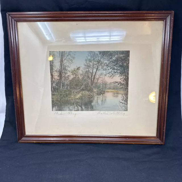 Vintage Signed Wallace Nutting Hand Colored New England Photo Foliage 18"