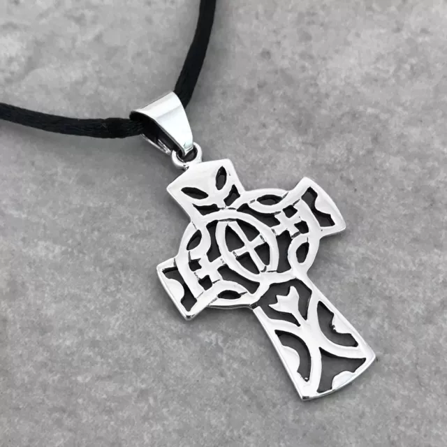 TAXCO .925 STERLING SILVER PRETTY CELTIC CROSS PENDANT NECKLACE |Mexican Jewelry