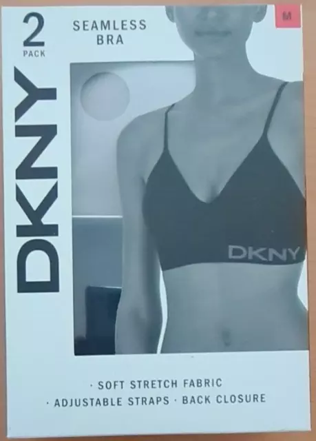 LADIES DKNY 2 Pack Seamless Bra Size M Black and Aluminum Soft Stretch  Fabric £17.00 - PicClick UK
