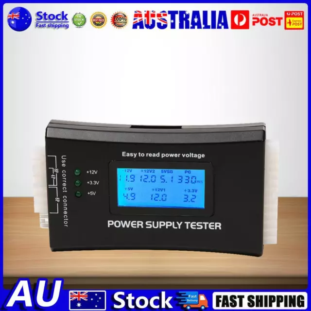 AU Digital LCD Display PC Computer 20/24 Pin Power Supply Tester Measure Tool