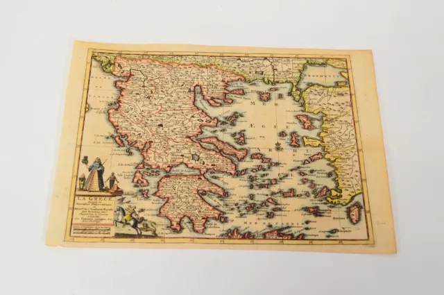 Antique Map 1729 La Grece Royal Science Academy by Pieter van der Aa Colored