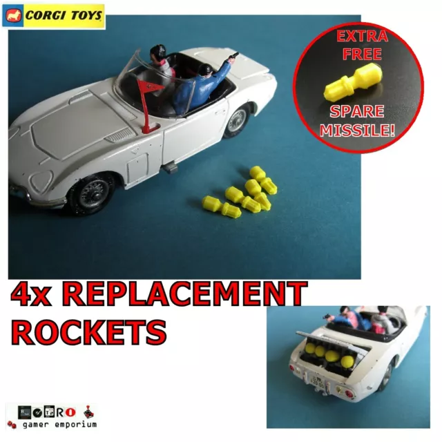 Corgi 336 James Bond 007 Toyota 2000 4x Yellow Plastic Rockets MISSILES +1 FREE!