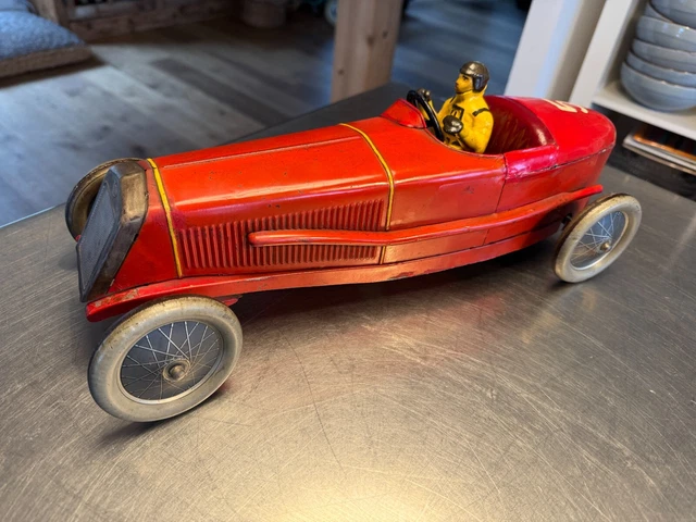 ancienne grande voiture à ressort jouet tôle peinte vers 1900 JEP