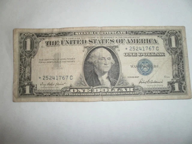 1957 Series $1 One Dollar STAR Note Vintage Blue Seal US Federal bill