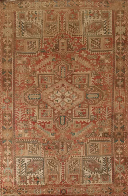 Vintage Geometric Wool Heriz Traditional Handmade Living Room Rug 8x12 Carpet