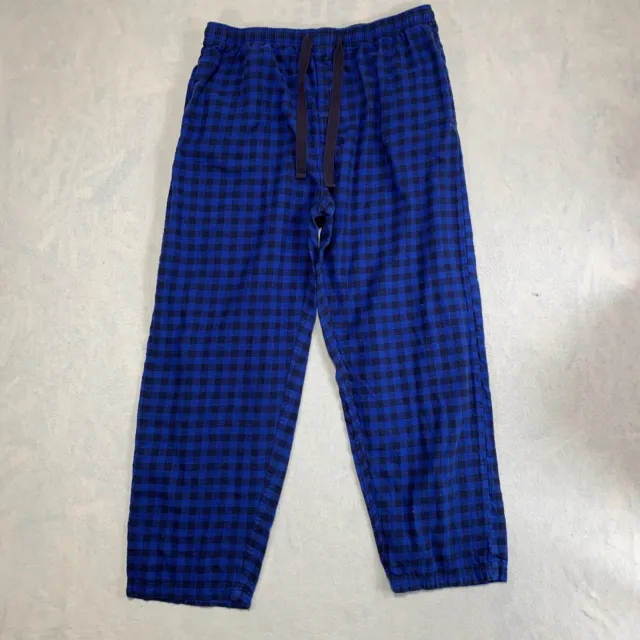 Sun River Flannel Pajama Pants Mens Large Blue Buffalo Plaid 100% Cotton