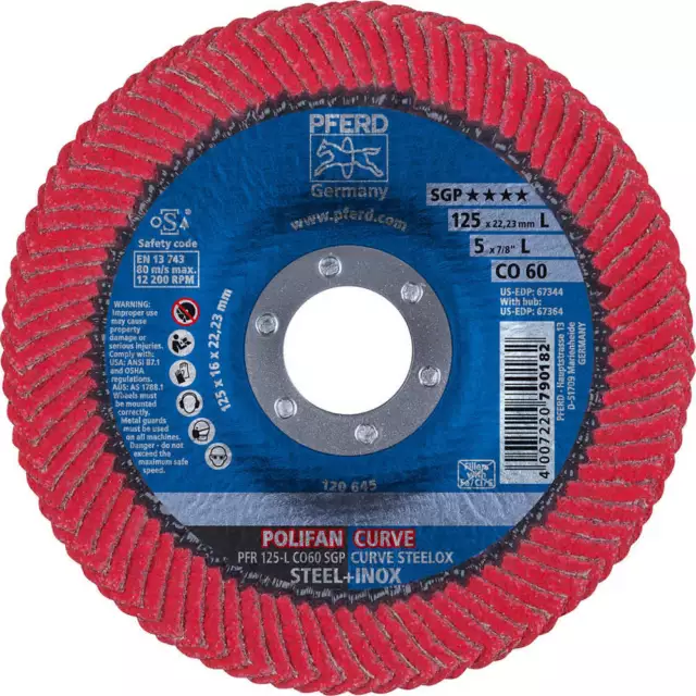 PFERD 67344 Flap Disc,5X7/8 Ceramic 60GT,L