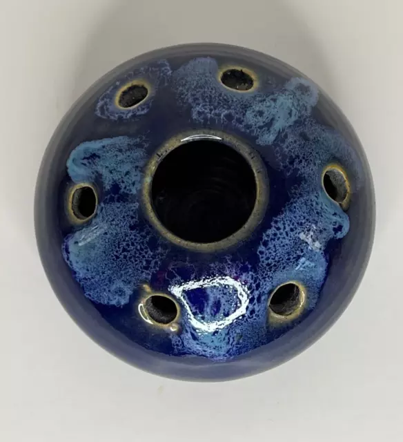 Webb Connemara Art Pottery Cobalt Blue Flower Frog Pencil Holder Artist Signed 2