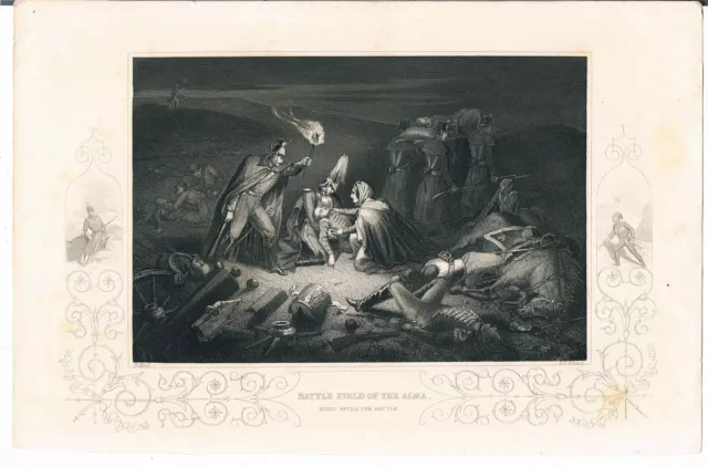 Engraving Battlefield Of The Alma At Night London Printing And Publishing Co