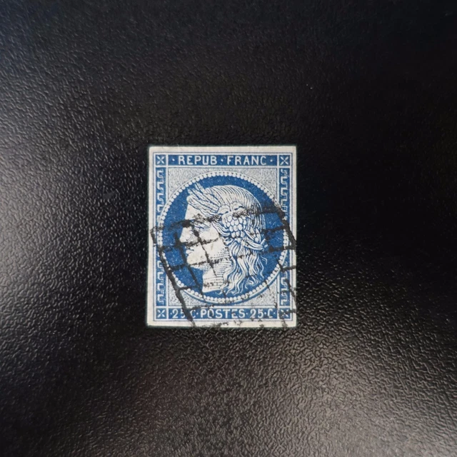 Frankreich Briefmarke Art Ceres N° 4a Blau Dunkel Abstempelung Grill 1849 Wert