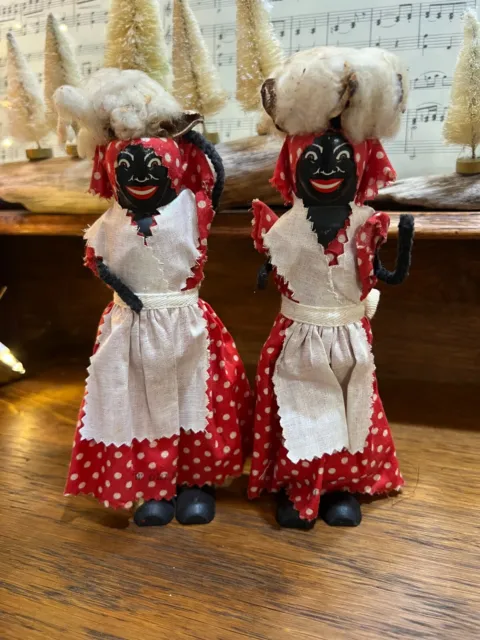 Two  (2) Vintage African American Handmade Cloth Dolls New Orleans Folk Art