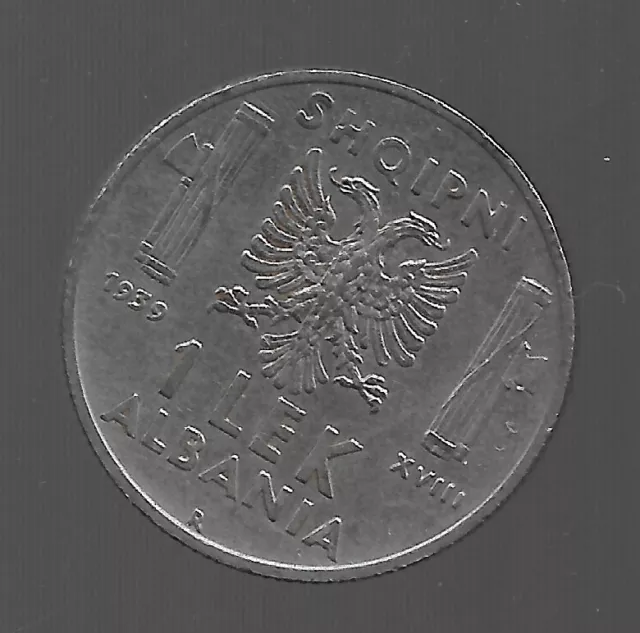 1939,Albania. Albanian 1 Leke. Italy Italian Occupation Coins. 164