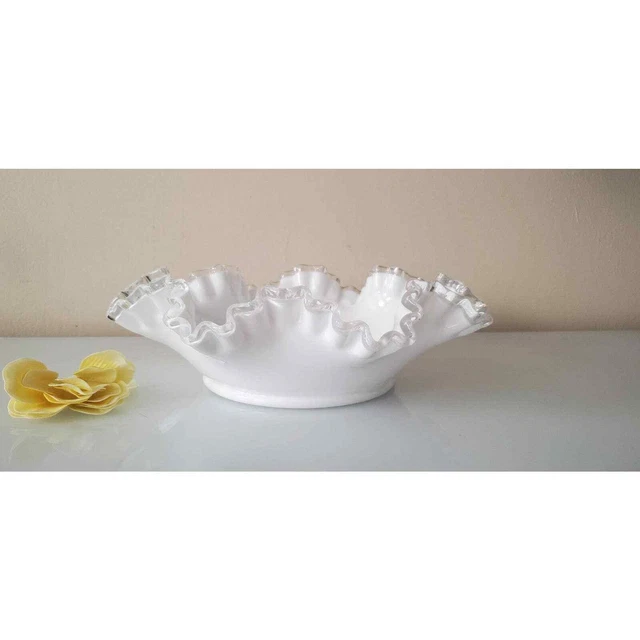 Large Fenton Silvercrest Ruffled Edge Bowl