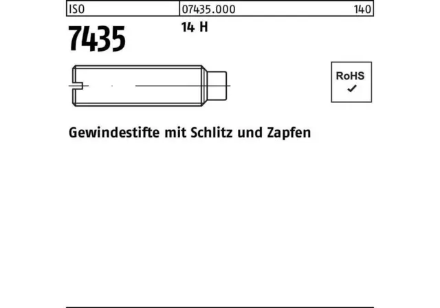 Gewindestift ISO 7435 m.Schlitz/Zapfen M 4 x 10 14 H