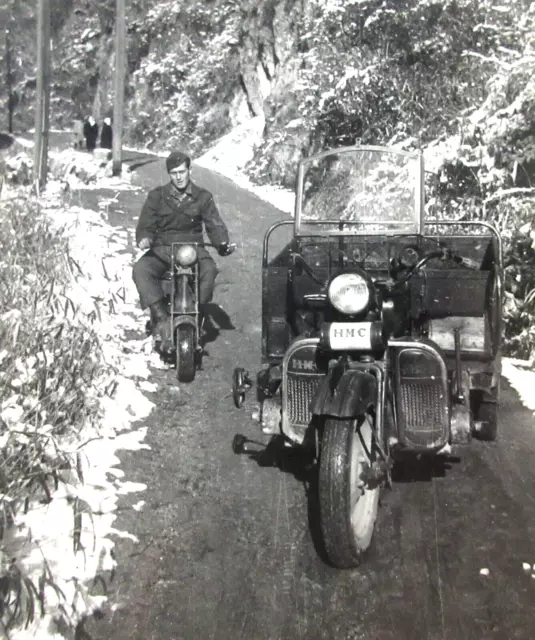 Hyogo HMC Cargo Motorcycle Photo WWII Japanese Occupation US Army Soldier 1940s