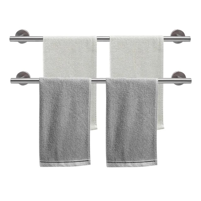 24” 2Pcs Towel Bar Rack Holder Hanger Bathroom Toilet Wall Mount Stainless Steel