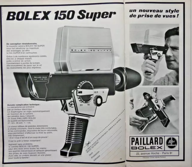 1967 Press Advertisement Bolex 150 Super The New Super 8 Camera