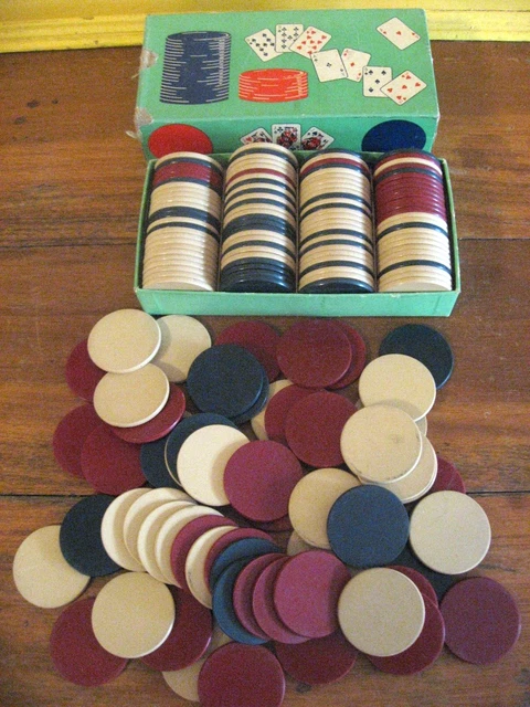 Be Decked Out w/ Lg Set Vtg Anchor Poker Chips! 1.5"•US Playing Card Co•Box 100+