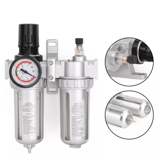 1/2"in Air Compressor Filter Oil Water Separator Trap With Regulator Gauge FF