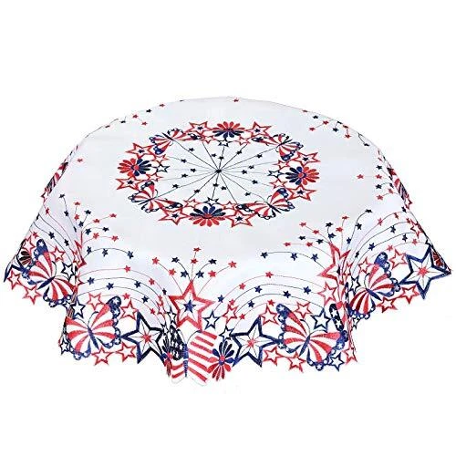 Embroidered July 4th Holiday Patriotic Tablecloth for American Independence