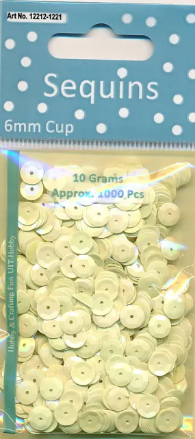 Pailletten 6 mm 10 g ca. 1000 Stück - Farbe: creme