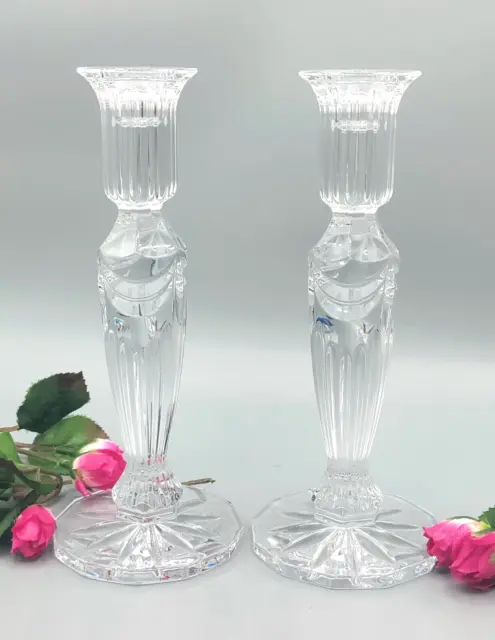 Waterford Crystal Candlesticks PRENTISS candle holders Pair 8.25"