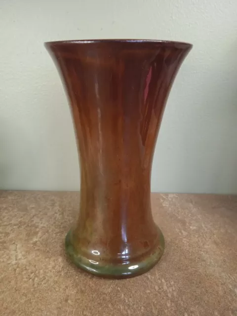 Vintage, Ewenny Studio Pottery Wales, Brown & Green Drip Glazed Vase, 19cm Tall