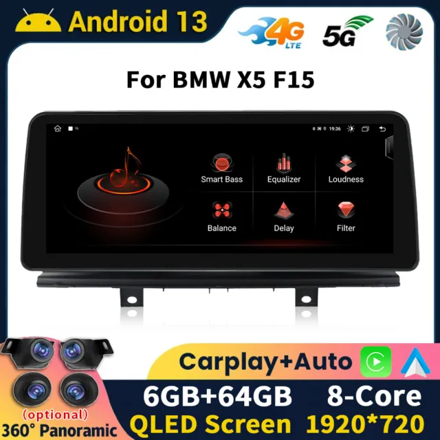 12.3" Android 13 Car Stereo CarPlay GPS Sat Nav 4G RHD  For BMW X5 F15 X6 F16 NB